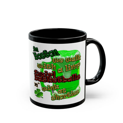 celtics logo - Black Mug (white)