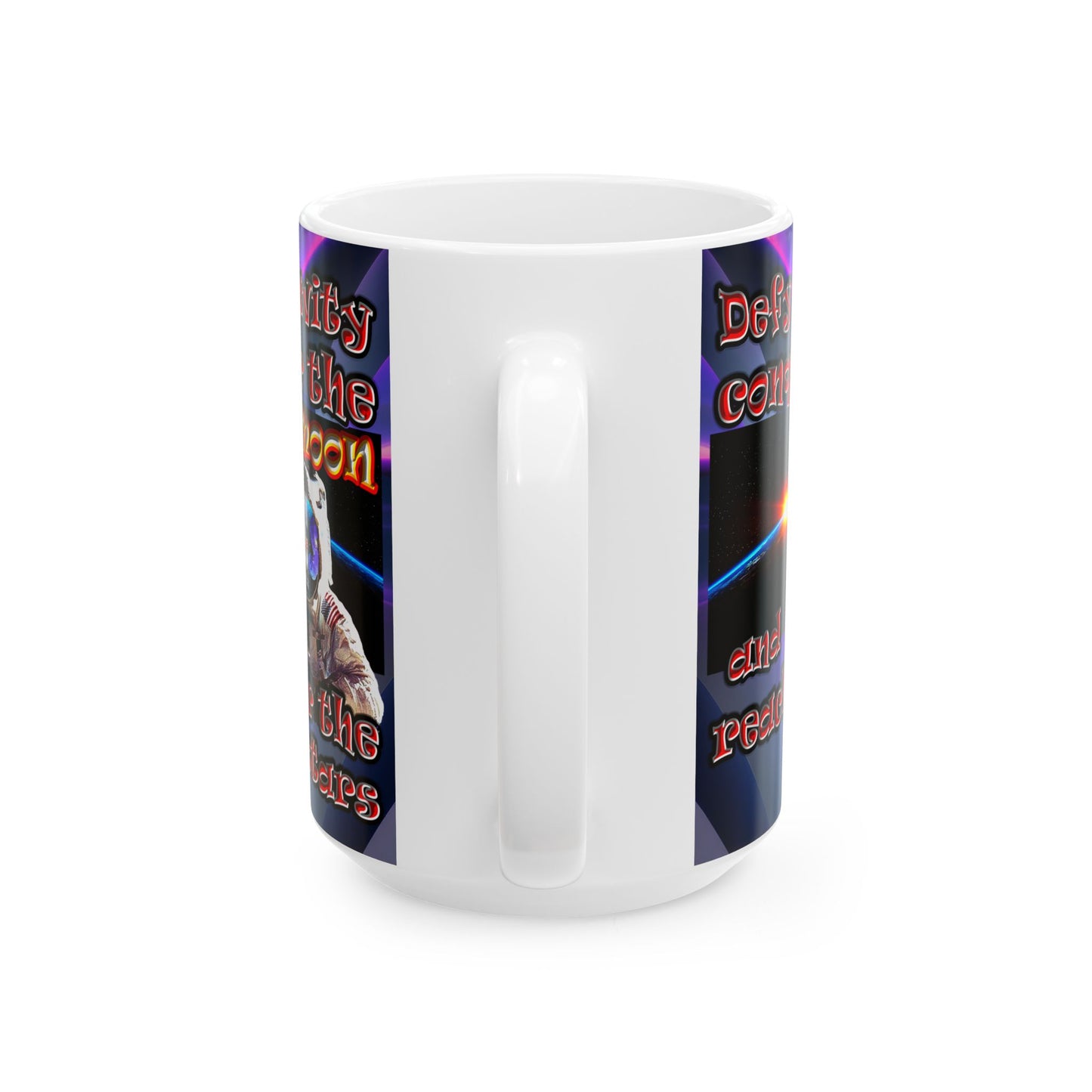defy conquer reach - White Mug (grey-pink wave)