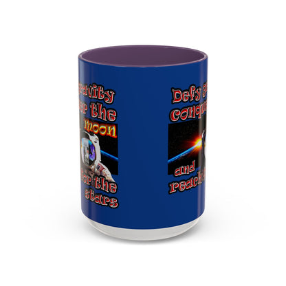 defy conquer reach - Accent Mug (dark blue)