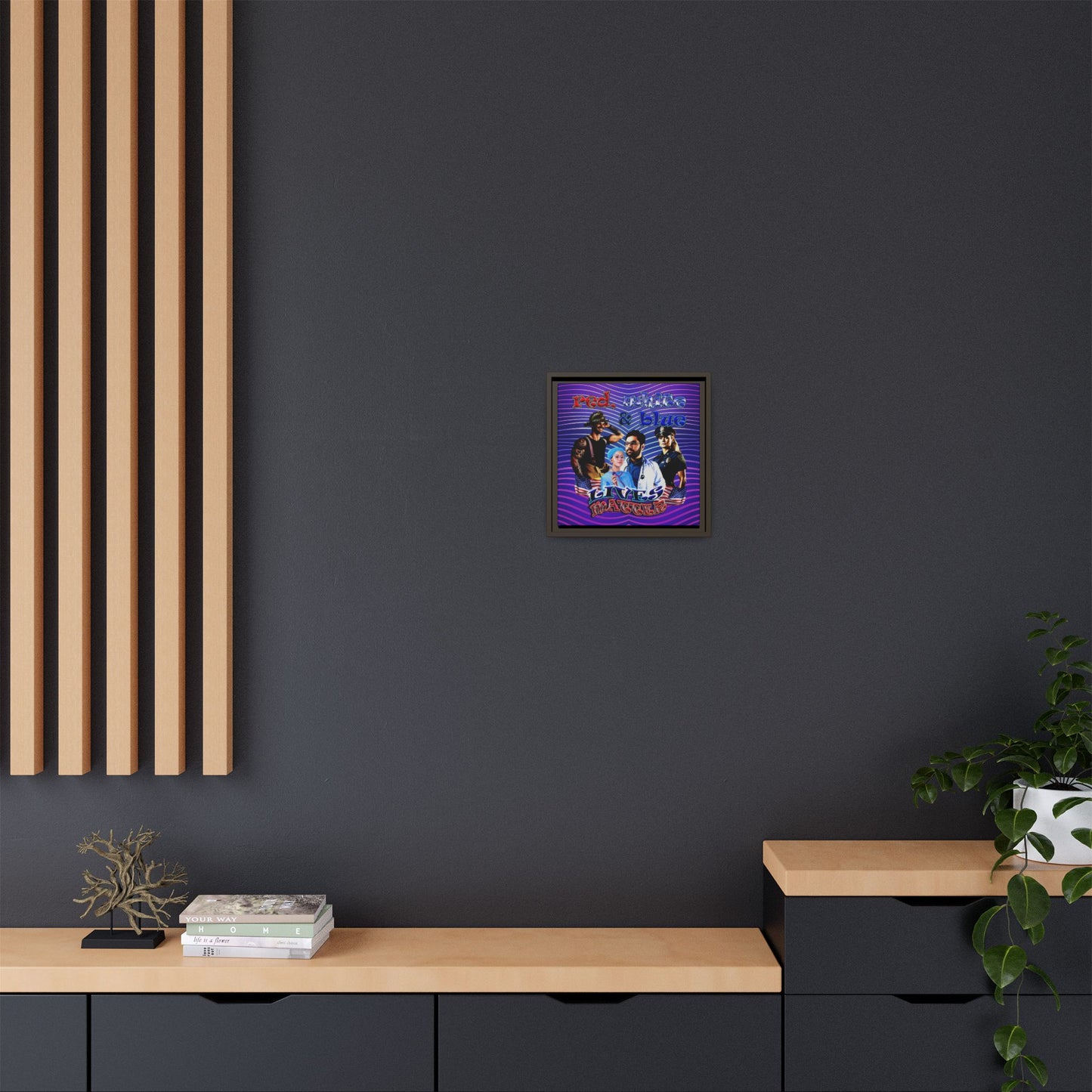 rw&b lives matter - framed canvas art (purple wave)