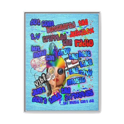 drop the beat - framed canvas art (faded blue)