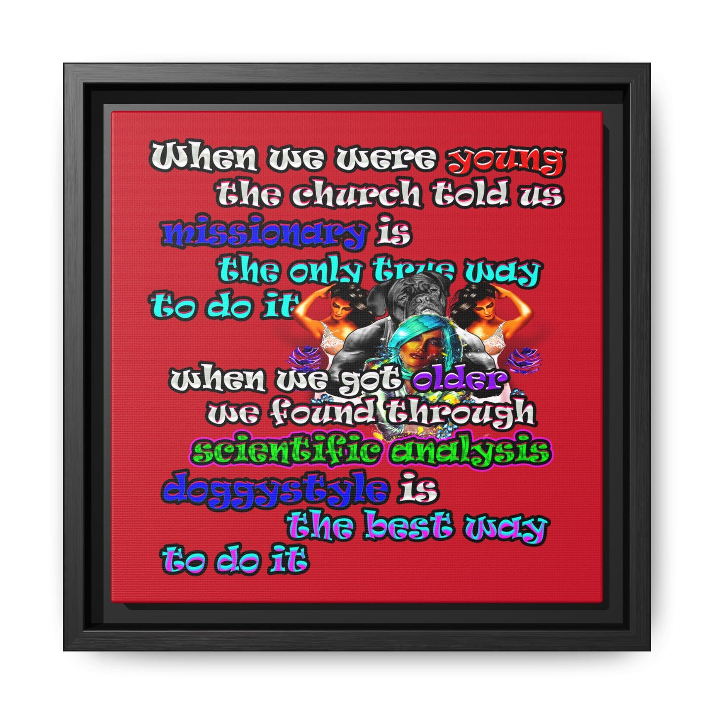 doggystyle - framed canvas art (dark red)