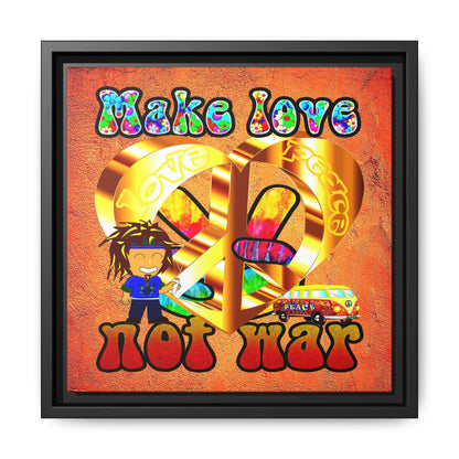 love peace - framed canvas art (burnt orange)