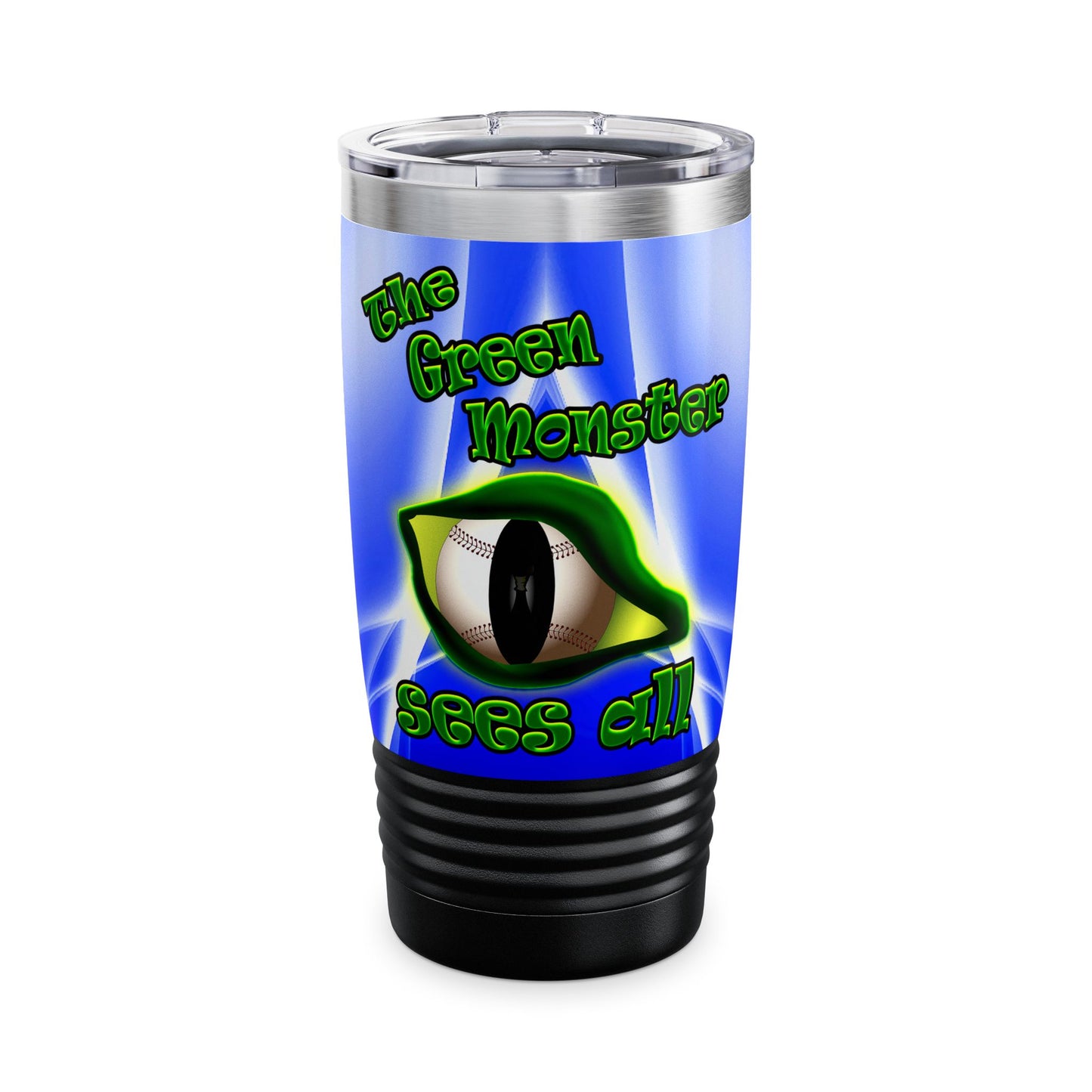 green monster - Ringneck Tumbler, 20oz (blue-white wave)