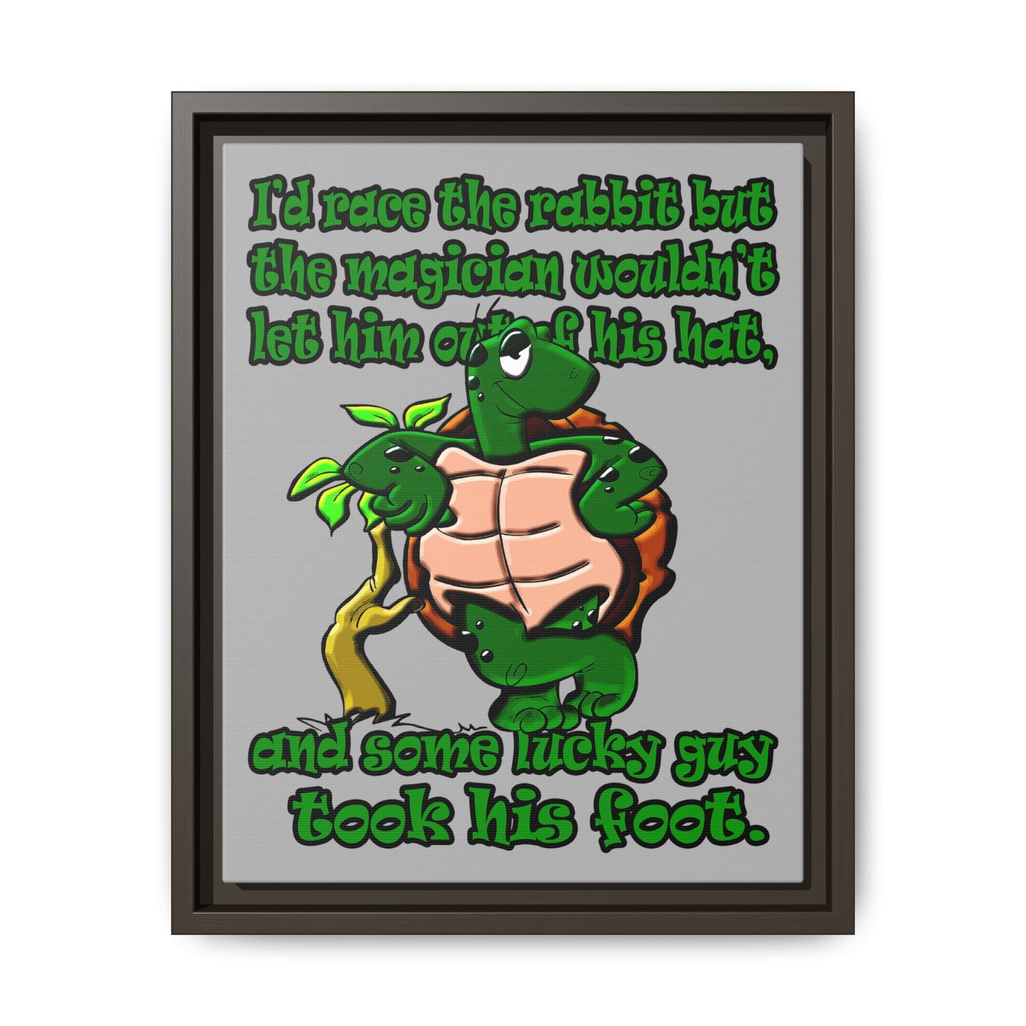 turtle race - framed canvas art (light grey)