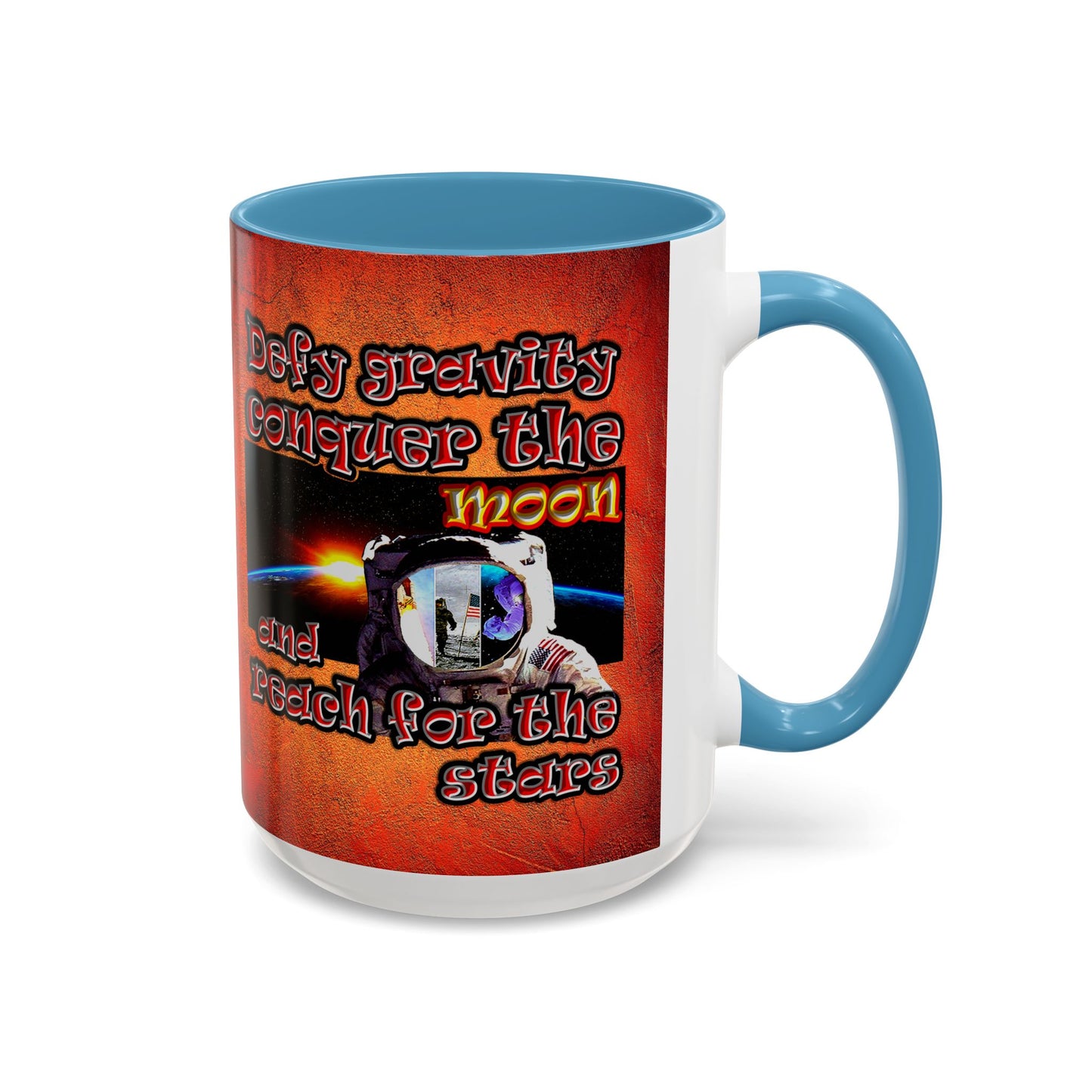 defy conquer reach - Accent Mug (burnt orange)