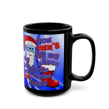 santa's shoes - Black Mug (blue-white wave)