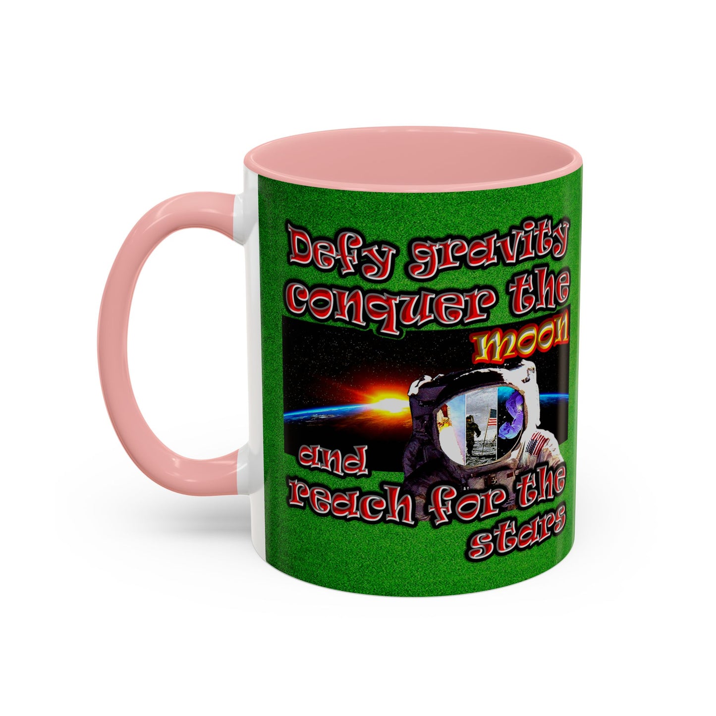 defy conquer reach - Accent Mug (green turf)