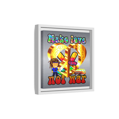 love peace - framed canvas art (brushed nickel)
