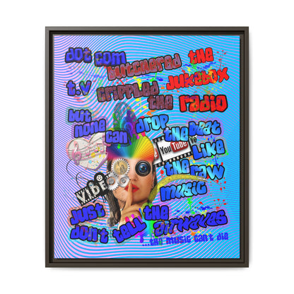 drop the beat - framed canvas art (light blue-purple wave)
