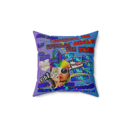 drop the beat - Spun Polyester Square Pillow - (light blue-purple wave)