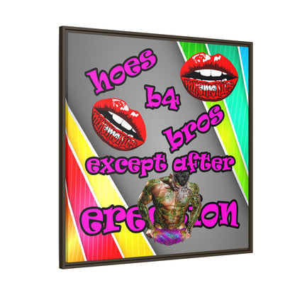 hoes b4 bros - framed canvas art (rainbow split)