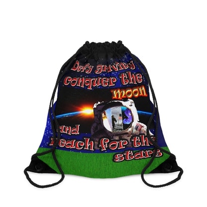 defy conquer reach - Drawstring Bag ('snoops' background)