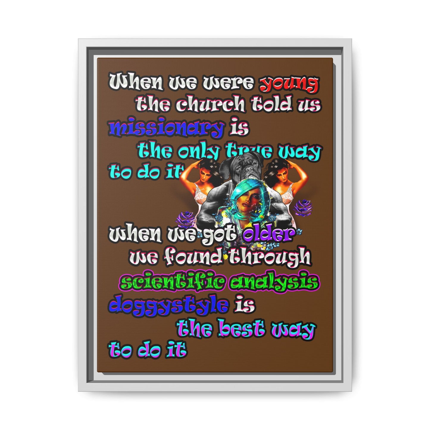doggystyle - framed canvas art (brown)