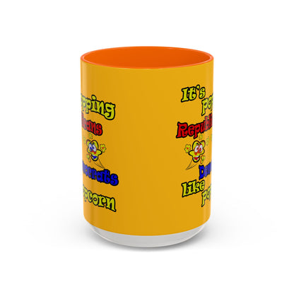 popping like popcorn - Accent Mug (yellow)