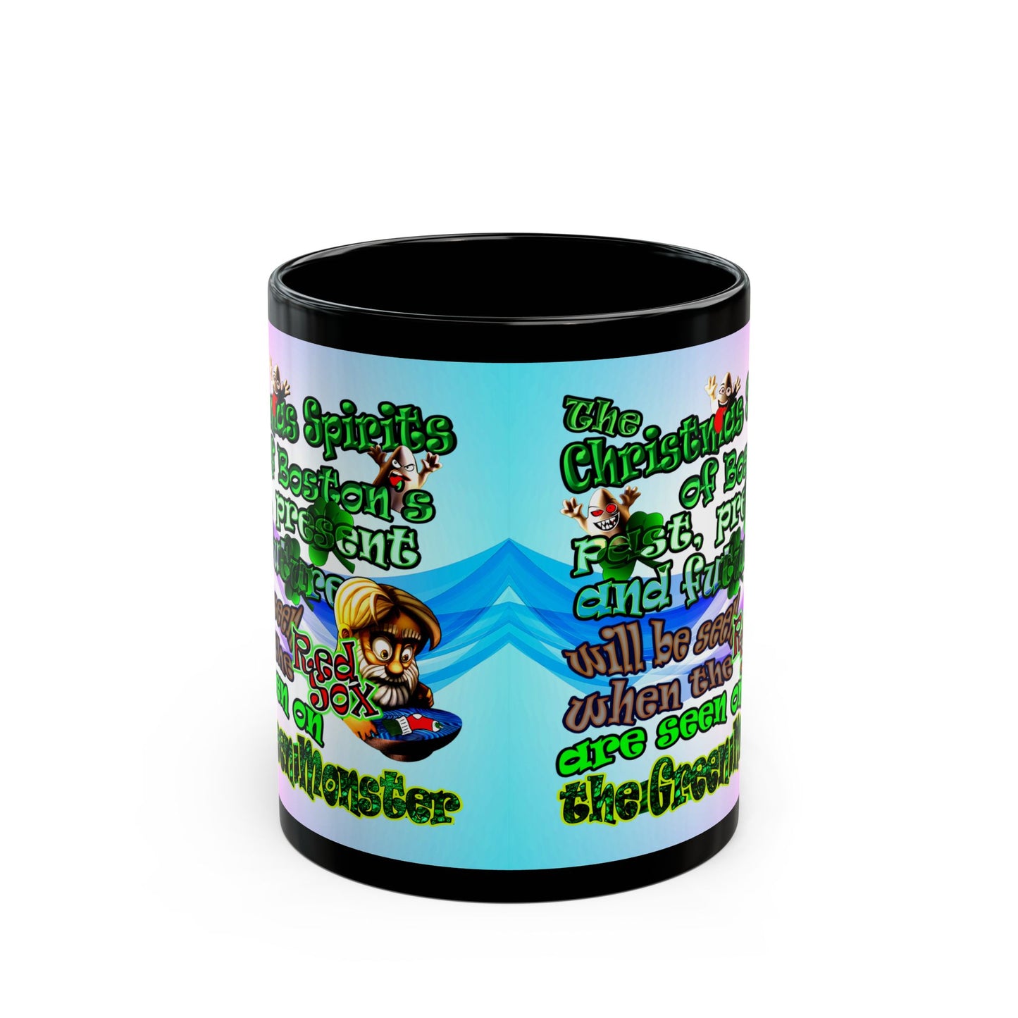 christmas spirits of boston - Black Mug (light blue-pink wave)