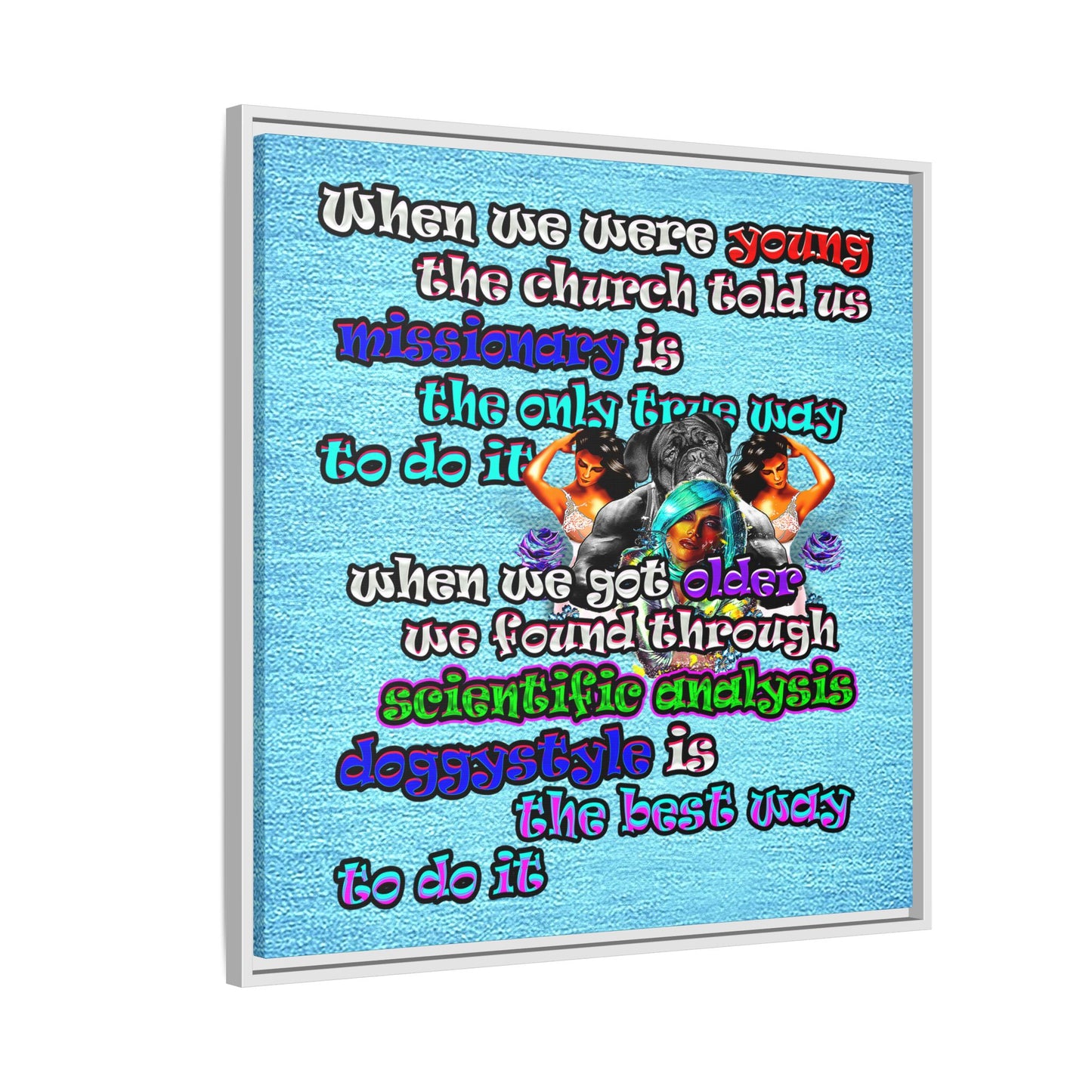 doggystyle - framed canvas art (faded blue)