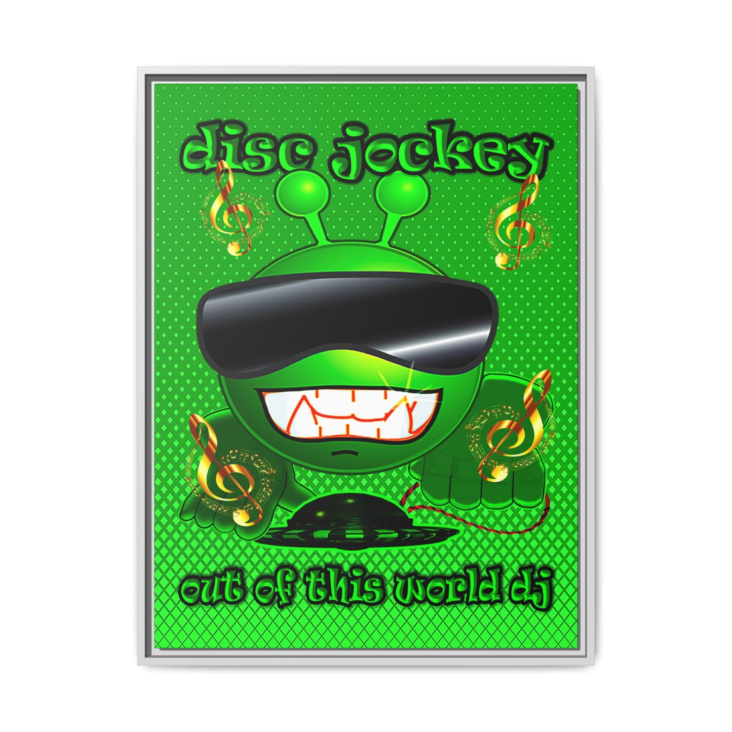 disc jockey - framed canvas art (logo green)