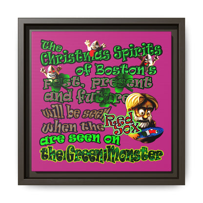 christmas spirits of boston - framed canvas art (pink)