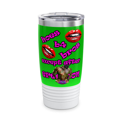 hoes b4 bros - Ringneck Tumbler, 20oz (logo green)