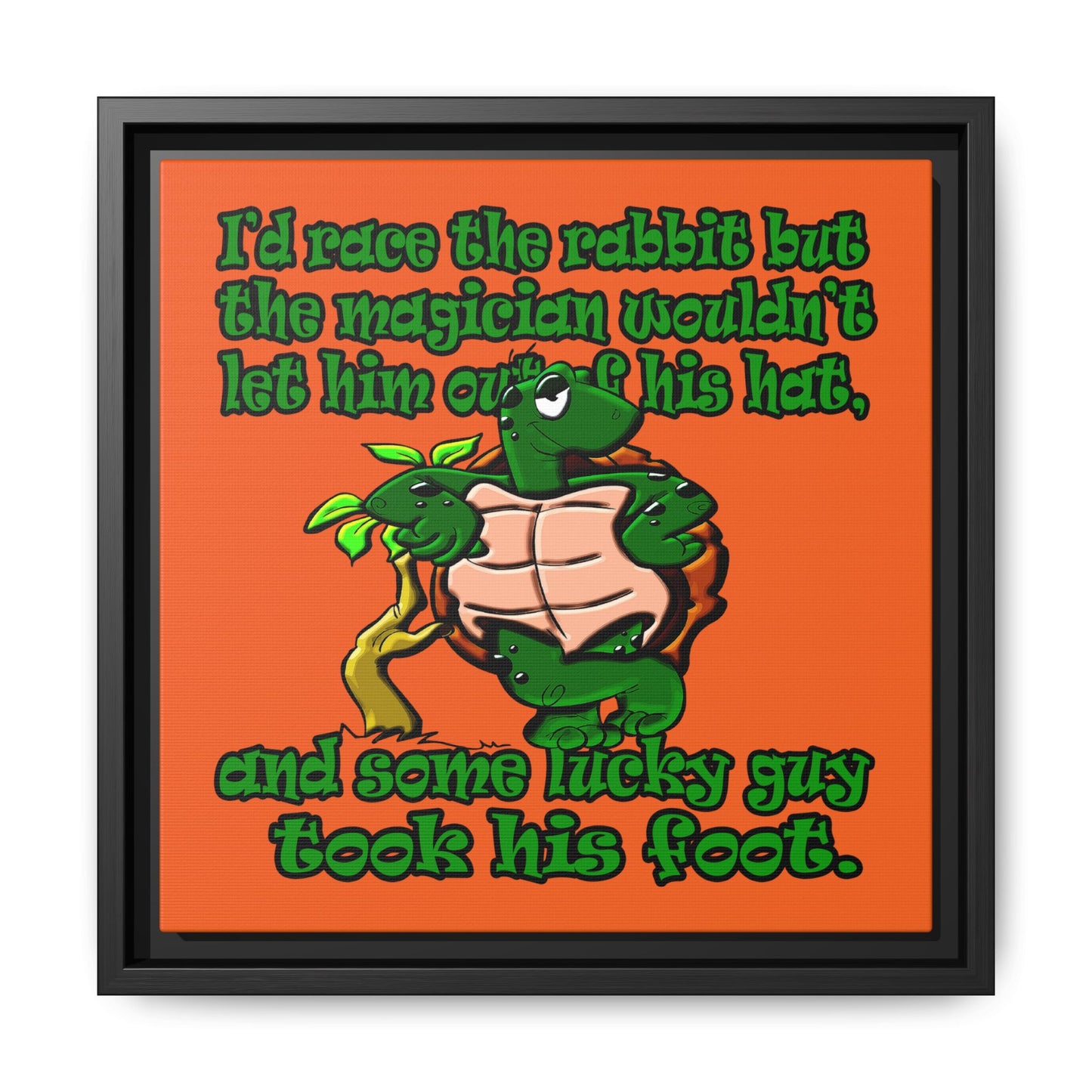 turtle race - framed canvas art (orange)