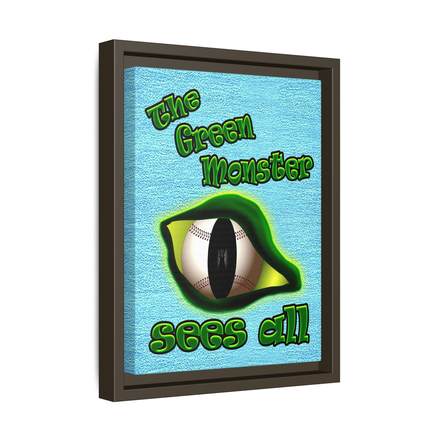 green monster - framed canvas art (faded blue)