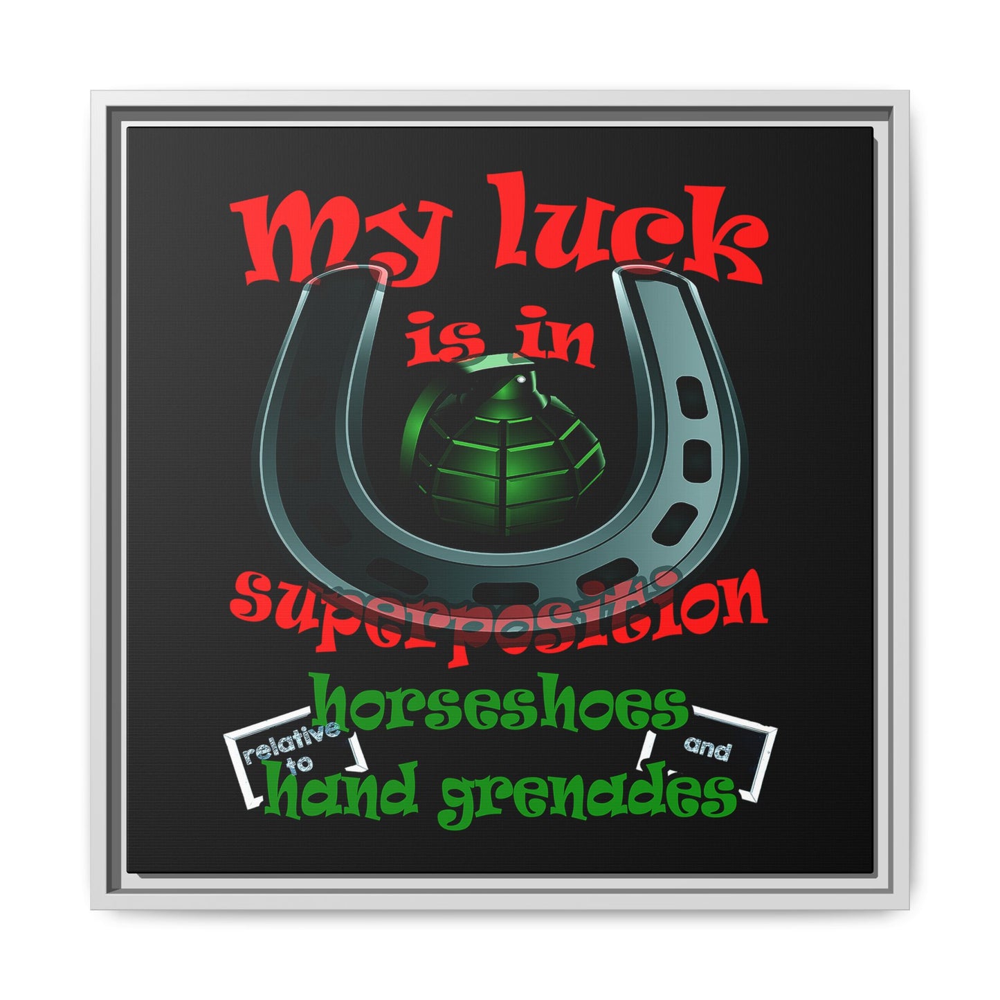 my luck - framed canvas art (black)