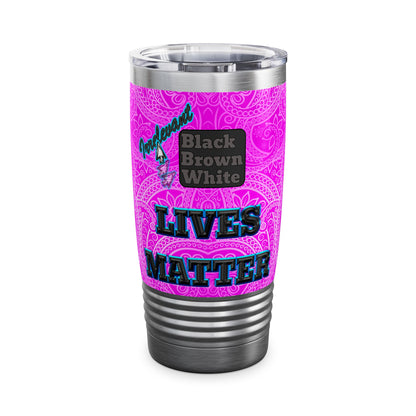 irrelevant - Ringneck Tumbler, 20oz (pink swirl)
