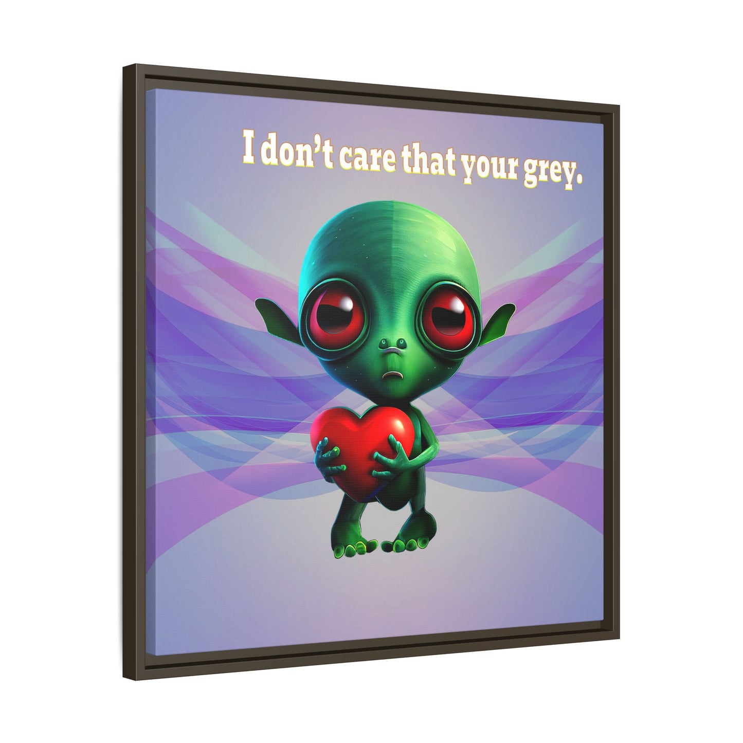 I don't care that your grey - framed canvas art (light blue-pink wave)