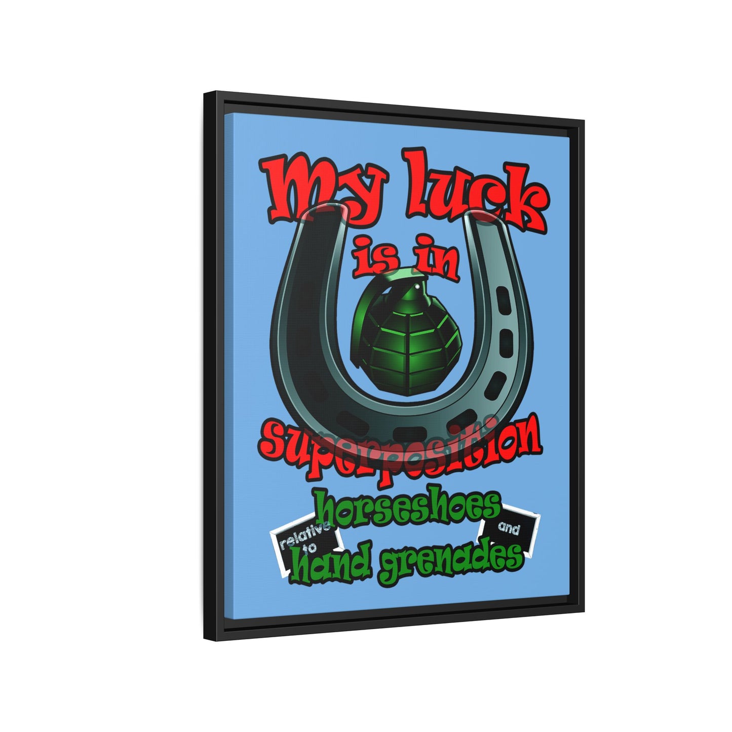 my luck - framed canvas art (light blue)