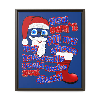 santa's shoes - framed canvas art (dark blue)