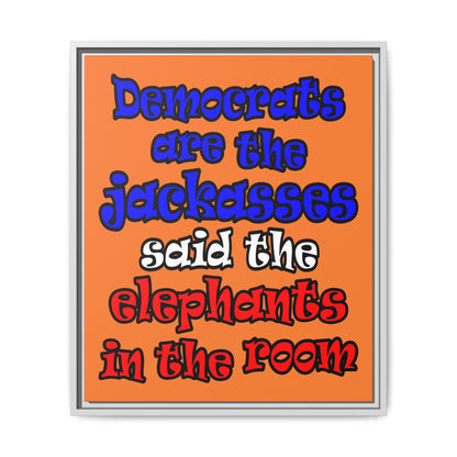 donkeys and elephants - framed canvas art (crusta)