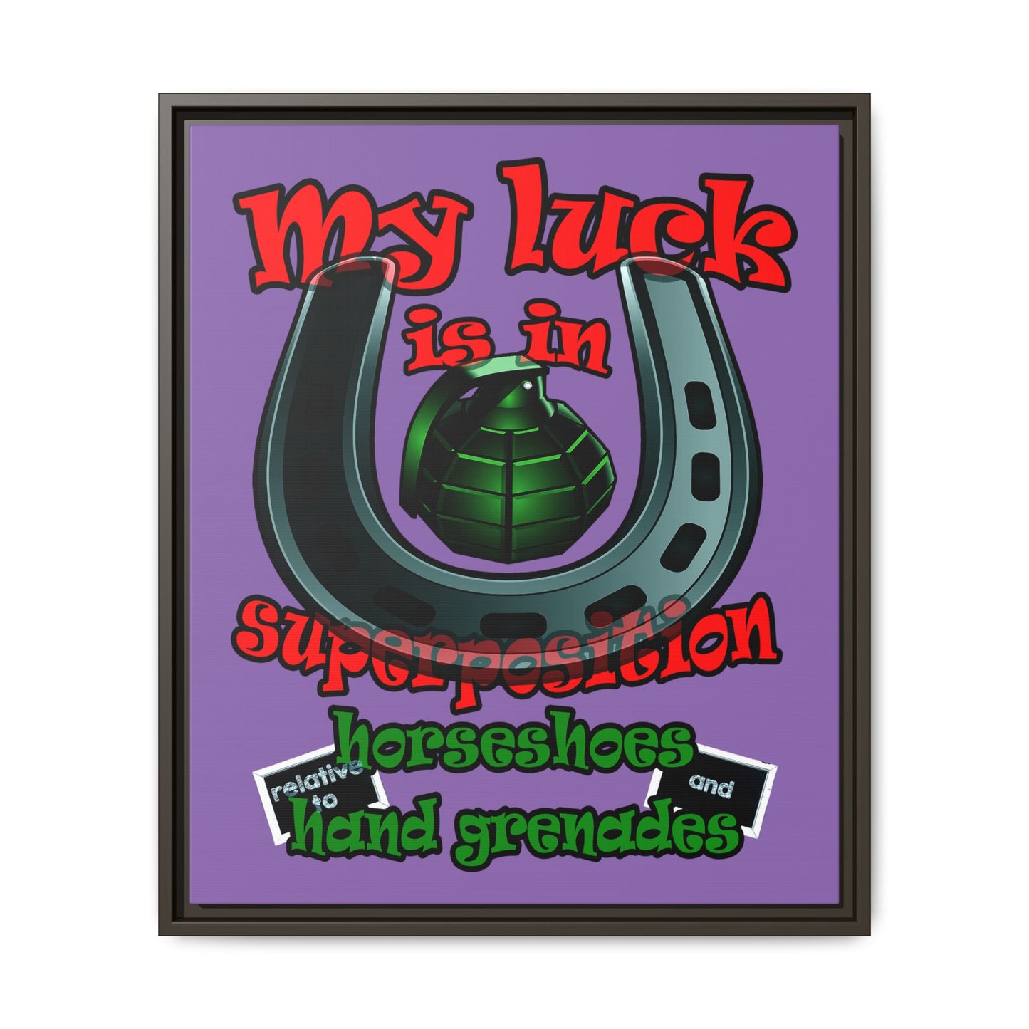 my luck - framed canvas art (light purple)