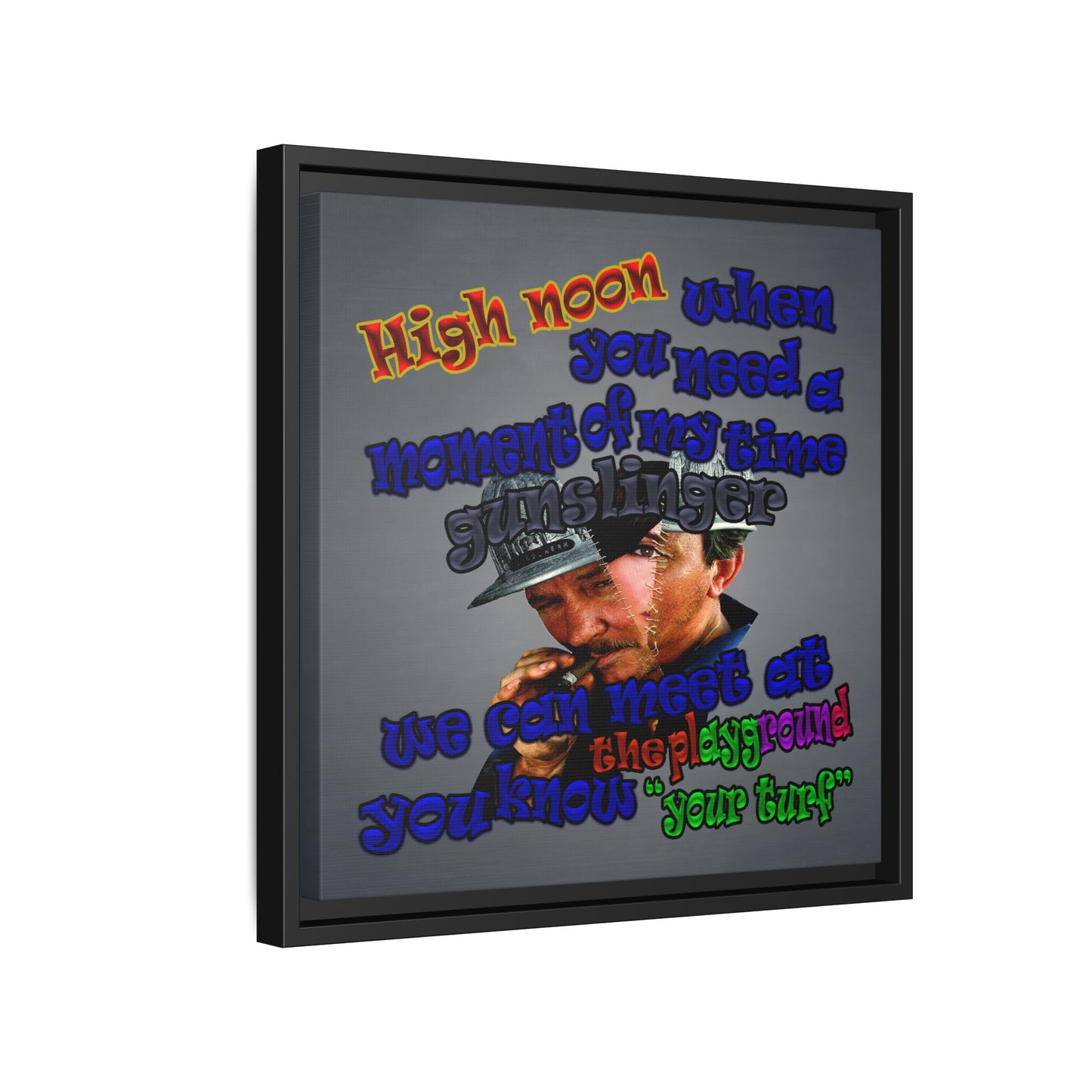 high noon - framed canvas art (grey-light grey)
