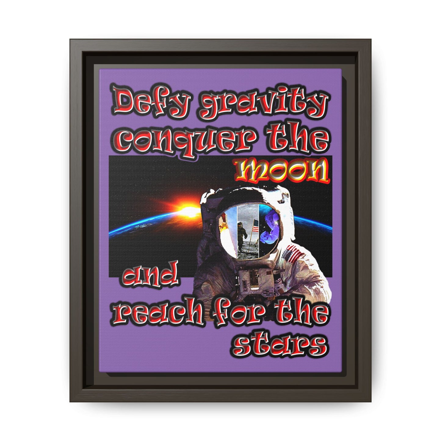 defy conquer reach - framed canvas art (light purple)