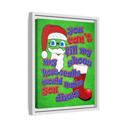 santa's shoes - framed canvas art (green turf)