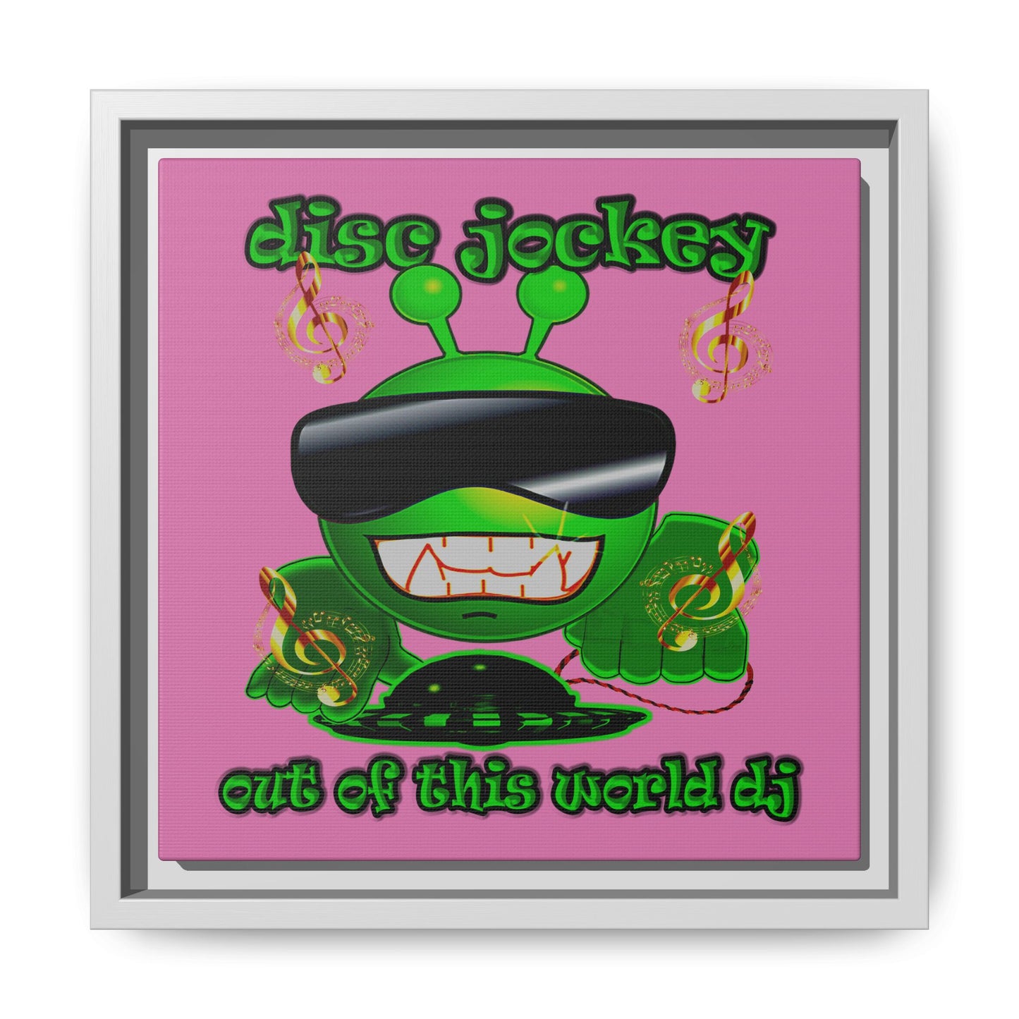 disc jockey - framed canvas art (light pink)