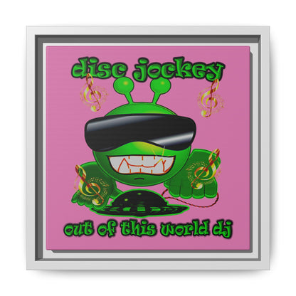 disc jockey - framed canvas art (light pink)
