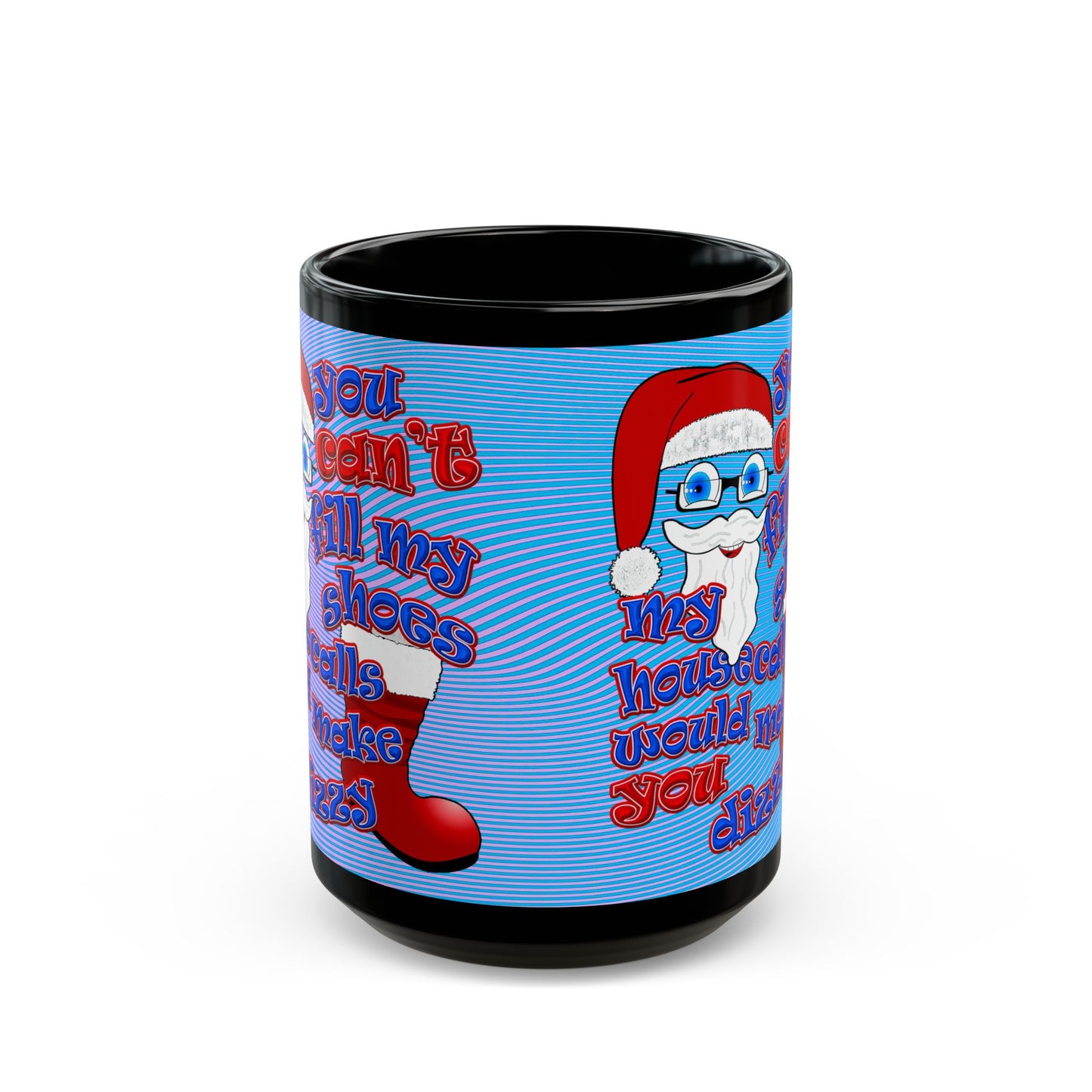 santa's shoes - Black Mug (light blue-purple wave)