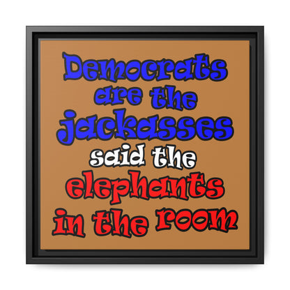 donkeys and elephants - framed canvas art (light brown)
