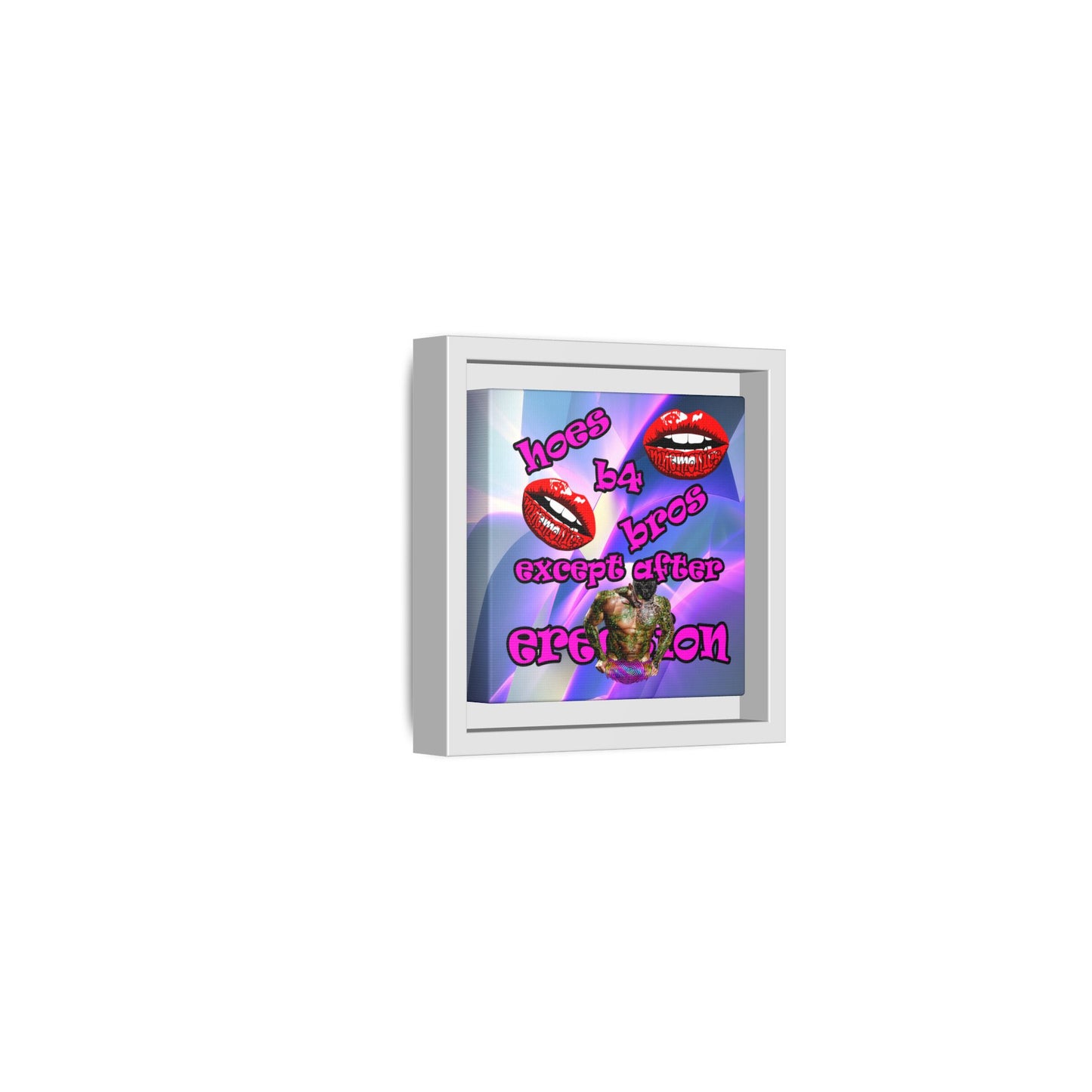 hoes b4 bros - framed canvas art (grey-pink wave)