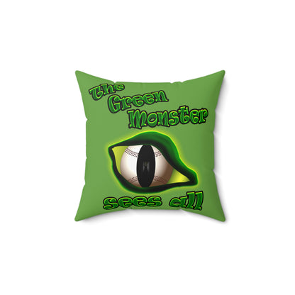 green monster - Spun Polyester Square Pillow - (green)