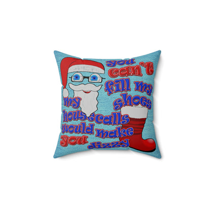 santa's shoes - Spun Polyester Square Pillow - (faded dark blue)