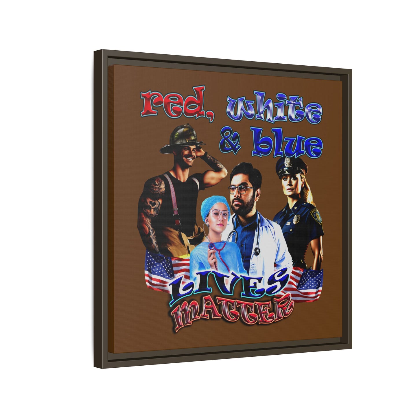 rw&b lives matter - framed canvas art (brown)