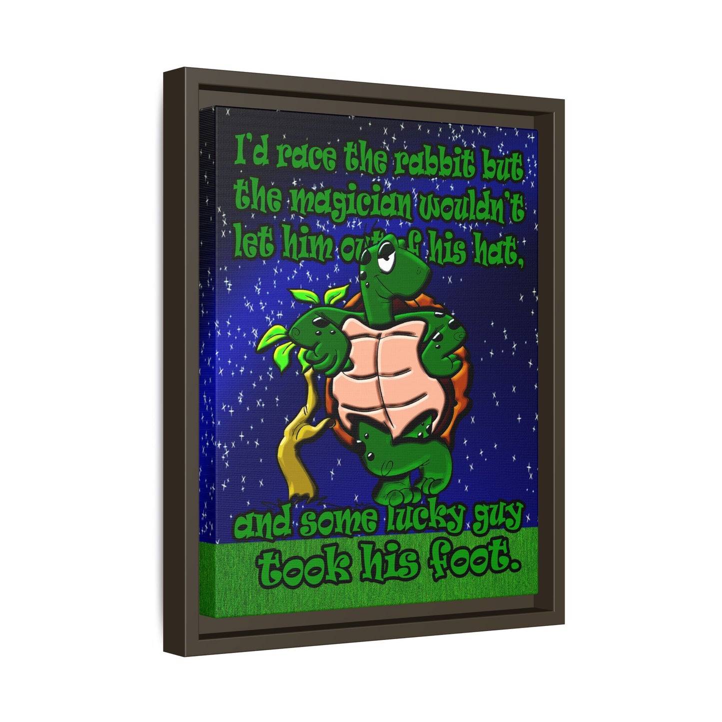 turtle race - framed canvas art ('snoops' background)