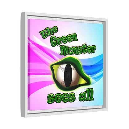 green monster - framed canvas art (light blue-pink wave)