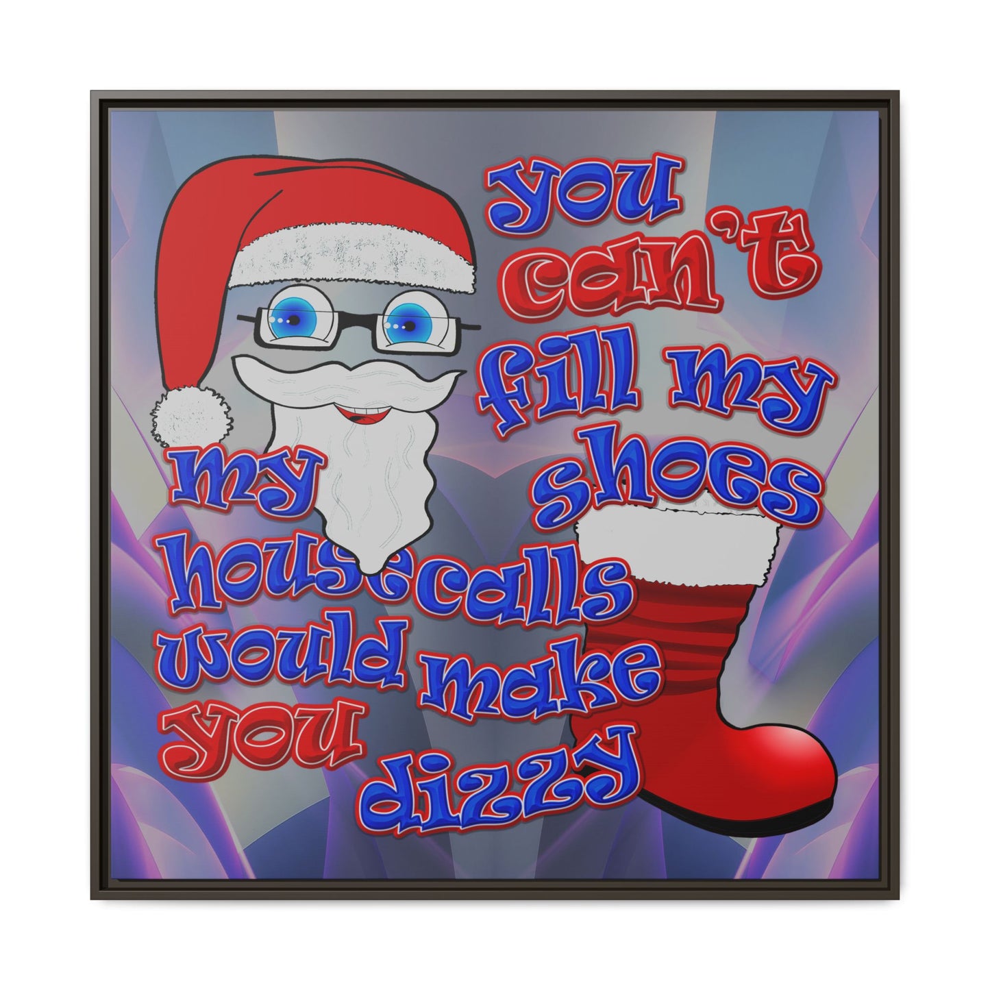 santa's shoes - framed canvas art (grey-pink wave)