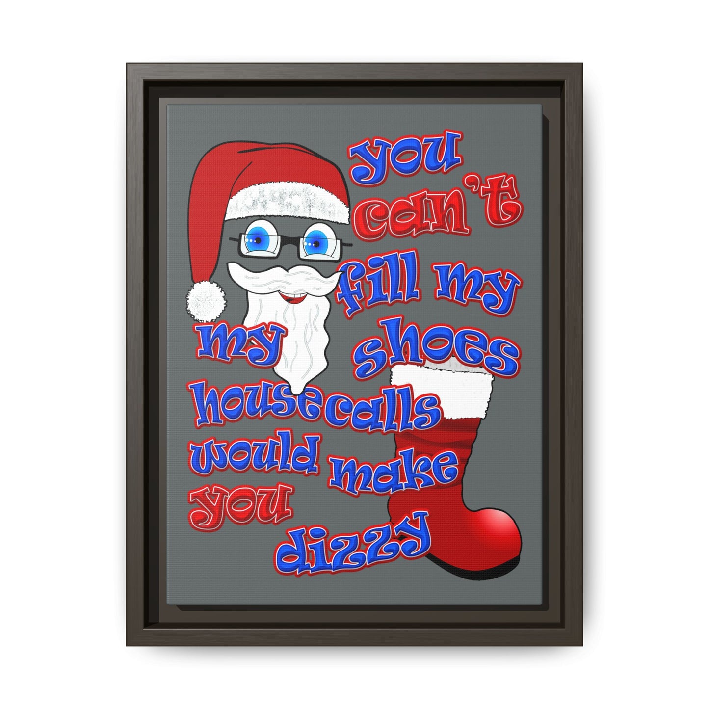 santa's shoes - framed canvas art (dark grey)