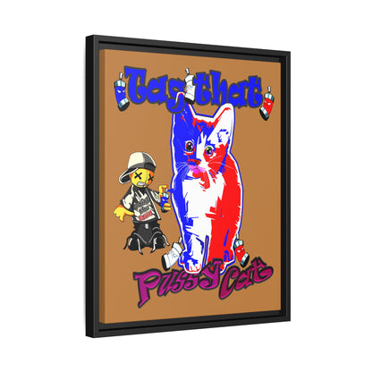 tag that - framed canvas art (light brown)