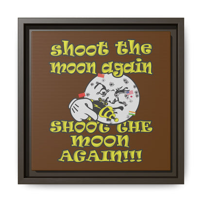 shoot the moon again - framed canvas art (brown)